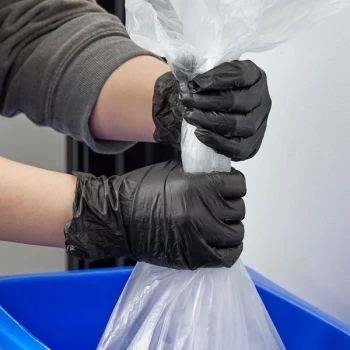 Lavex Powder-Free Disposable Black Hybrid 3.5 Mil Thick Gloves - Medium - 1,000/Case