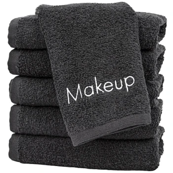 Hospeco 11" x 17" 100% Cotton Black Makeup Wash Cloth 1.7 lb. - 6/Pack