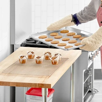 Baker's Lane Full Size 18 Gauge 18 inch x 26 inch Wire in Rim Aluminum Sheet Pan with Stainless Steel Footed Cooling Rack