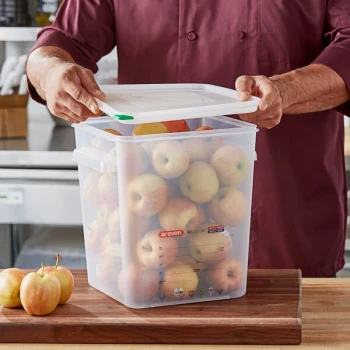 Araven 19 Qt. Translucent Square Polypropylene Food Storage Container with Airtight Lid