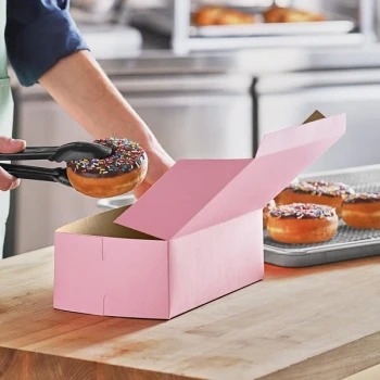 Baker's Lane 10" x 6" x 3 1/2" Pink Donut / Bakery Box - 10/Pack