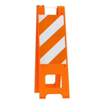 Plasticade® Narrowcade 12" x 24" Orange Double-Sided A-Frame Sign Stand / Barricade with Reflective Sheeting 150-OHT12EG