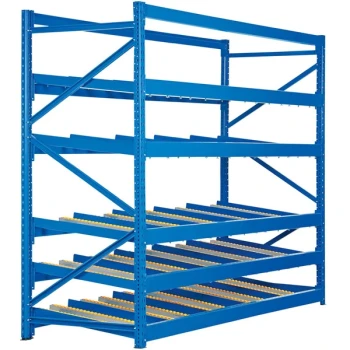 Vestil 48" x 96" x 84" Blue Steel 5-Level Carton Rack with Gravity Rollers FLOW-4-5