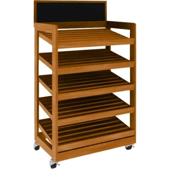 Marco Company 31" x 21" x 61" Honey Pine Bakery Display Shelving with Chalkboard Sign