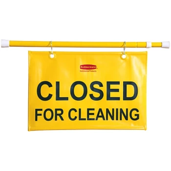 Rubbermaid® FG9S1500YEL Yellow "Closed for Cleaning" Hanging Doorway Safety Sign