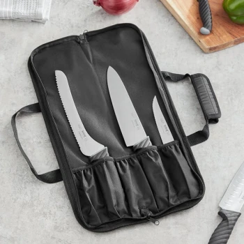 Schraf 5-Pocket Black Nylon Knife Roll