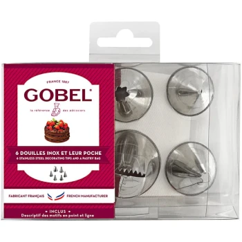 Gobel 7-Piece Stainless Steel Icing Tip with Cotton Piping Bag Set 889151
