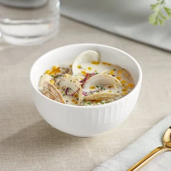 Acopa Cordelia 12 oz. Bright White Embossed Porcelain Bowl - 36/Case