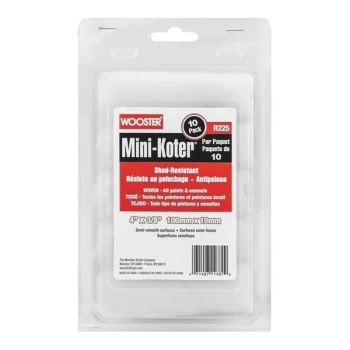 Wooster Mini-Koter 48474 4" Woven Shed-Resistant Roller Cover with 3/8" Nap - 10/Pack