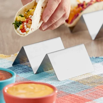 Choice 4" x 4" x 2" Stainless Steel Full Size Taco Holder with 1 or 2 Compartments