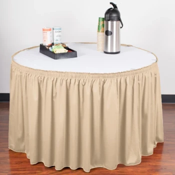 Snap Drape 5412CE29S3-770 Wyndham 13' x 29" Cream Shirred Pleat Table Skirt with Velcro® Clips