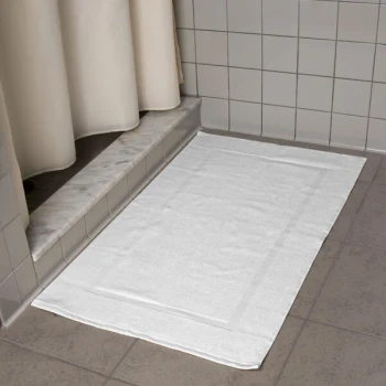 Oxford Vicenza Bianco 21" x 36" 100% Ringspun Combed Cotton Bath Mat with Dobby Border 12 lb. - 48/Case