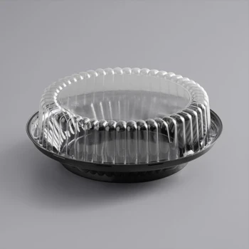 Choice 9" Black Pie Container with Clear High Dome Lid - 25/Pack
