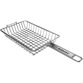 Mibrasa 9 13/16 inch x 6 5/16 inch x 1 5/8 inch Stainless Steel Wire Classic Grill Basket KC1625H4