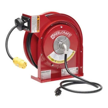 Reelcraft L 4050 163 3 16/3 50' Premium-Duty Single Receptacle Power Cord Reel