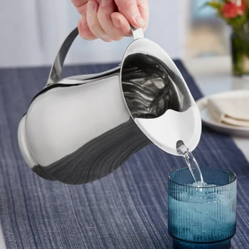Acopa 64 oz. Smooth Stainless Steel Slender Bell Pitcher with Ice Guard