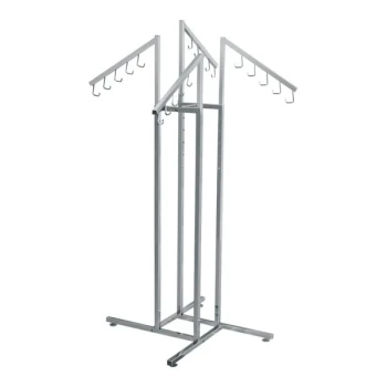 34" x 34" x 72" Chrome-Plated Steel Handbag Display Rack with Angled J-Hook Arms
