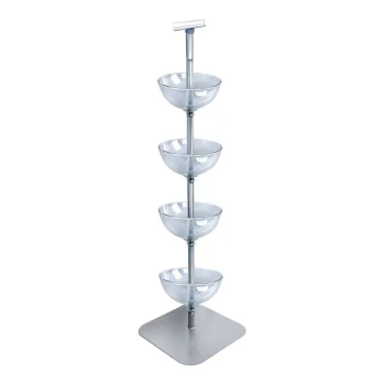 Azar Displays 12" 4-Tier Clear Polycarbonate Bowl Floor Display 751204