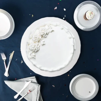 Enjay 1/2-16RW12 16" Fold-Under 1/2" Thick White Round Cake Drum