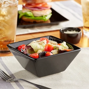 Acopa 18 oz. Glossy Black Square Stoneware Bowl - 24/Case