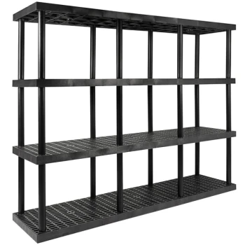 SPC Industrial DuraShelf 96" x 24" x 75" Plastic Grid Top 4-Shelf System S9624x4