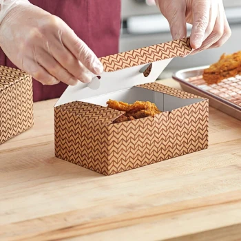 Choice 7" x 4 1/2" x 2 3/4" Cornerstone Print Take-Out Snack / Chicken Box with Tuck Top - 500/Case