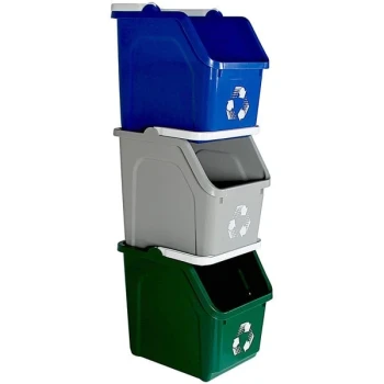 Busch Systems Multi Recycler 101375 18 Gallon HDPE Three Stream Decorative Recycling Bin