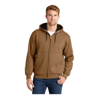 CornerStone CS620 Unisex Customizable Duck Brown Heavy Weight Full-Zip Hooded Sweatshirt with Thermal Lining - 6X