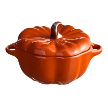 Staub 16 oz. Burnt Orange Ceramic Pumpkin Mini Dutch Oven