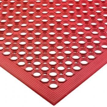 San Jamar KM1200 EZ-Mat 3' x 5' Red Grease-Resistant Floor Mat with Beveled Edge - 1/2" Thick