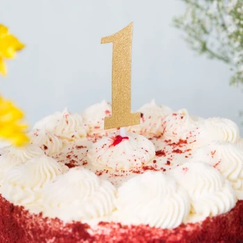 Creative Converting 324542 Gold Glitter "1" Cake Topper - 12/Case