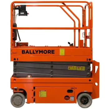Ballymore DMSL-19 29" x 66" Battery-Powered Drivable Compact Scissor Lift with 36" Roll-Out Cantilevered Platform - 500 lb., 25' Working Height