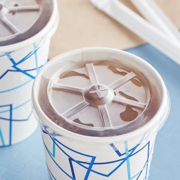 Choice 9 oz. Translucent Cold Cup Flat Lid with Straw Slot   - 100/Pack