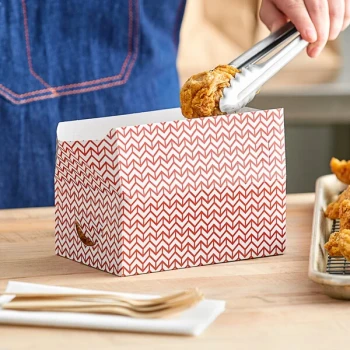 Choice 7" x 4 1/2" x 2 3/4" Red Cornerstone Print Take-Out Lunch / Chicken Box with Fast Top - 250/Case