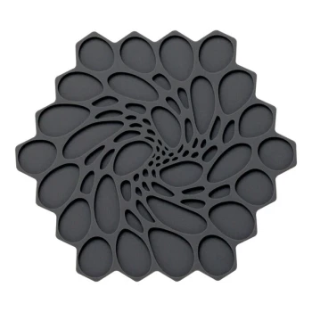 Modern Twist from Steelite International 7" Graphite Silicone Hexagonal Hive Trivet - 6/Case