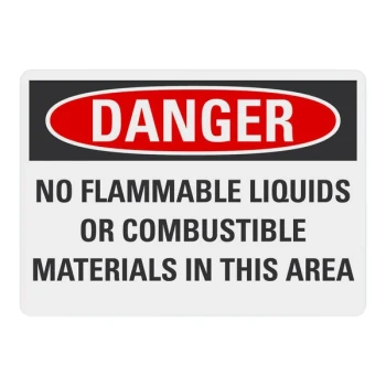 Lavex 10" x 7" Non-Reflective Aluminum "Danger / No Flammable Liquids Or Combustible Materials In This Area" Safety Sign