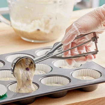 Choice #20 Round Stainless Steel Squeeze Handle Disher - 2 oz.