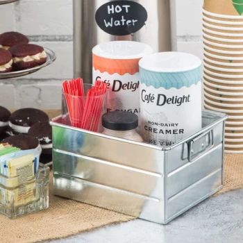 American Metalcraft MTUB7 7" x 5 3/4" x 4" Galvanized Steel Condiment Caddy