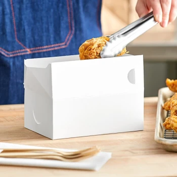 Choice 7" x 4 1/2" x 2 3/4" White Customizable Take Out Lunch / Snack / Chicken Box with Fast Top - 500/Case