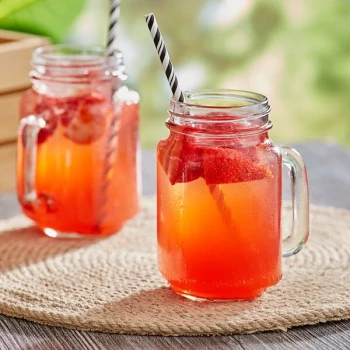 Acopa Rustic Charm 16 oz. Customizable Drinking Jar / Mason Jar with Handle - 12/Case