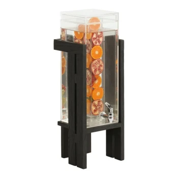 Cal-Mil Brooklyn 3 Gallon Square Beverage Dispenser with Infusion Chamber and Black Wood Base 23141-3INF-13