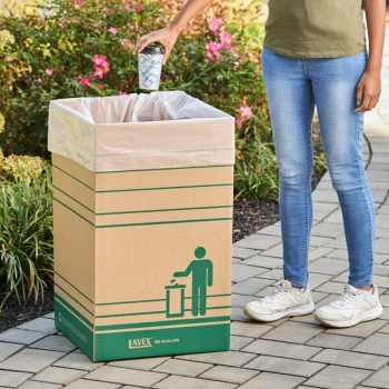 Lavex 40 Gallon Kraft Corrugated Cardboard Trash and Recycling Container - 10/Bundle