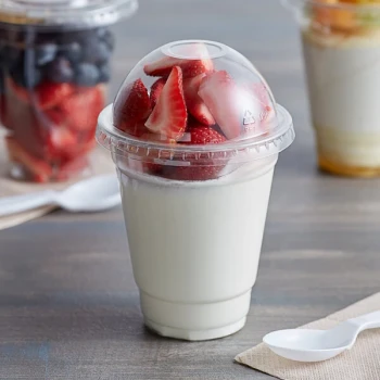 Choice 12 oz. Clear Plastic Cold Cup with 4 oz. Insert and PET Dome Lid with No Hole - 100/Case