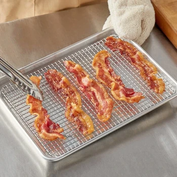 Choice 8 1/2" x 12" Chrome Plated Footed Wire Cooling Rack for Quarter Size Sheet Pan