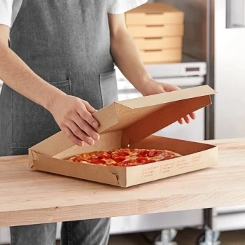 Choice 14" x 14" x 2" Clay Coated Customizable Kraft Pizza Box - 100/Bundle