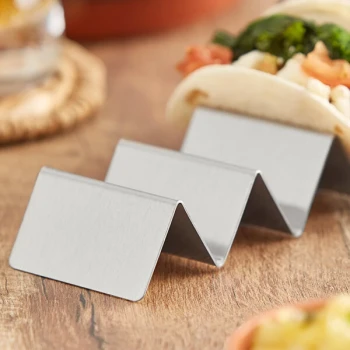 Choice 13 1/4" x 2" x 1" Stainless Steel Mini Taco Holder with 9 or 10 Compartments