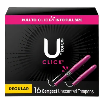 U by Kotex Click Compact Regular Absorbency Unscented Tampons with Plastic Applicator - 128/Case