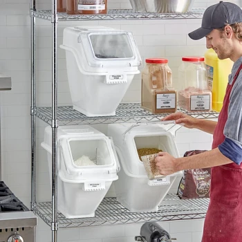 Baker's Lane Set of (3) 6.3 Gallon / 100 Cup Ingredient Shelf Bins with 6 Label Sheets