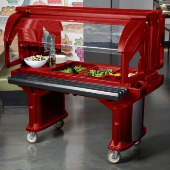 Cambro VBR5158 Hot Red 5' Versa Food / Salad Bar with Standard Casters
