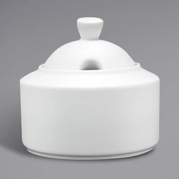 Zwiesel Fortessa Ilona 8 oz. Bright White China Sugar Bowl with Lid - 48/Case
